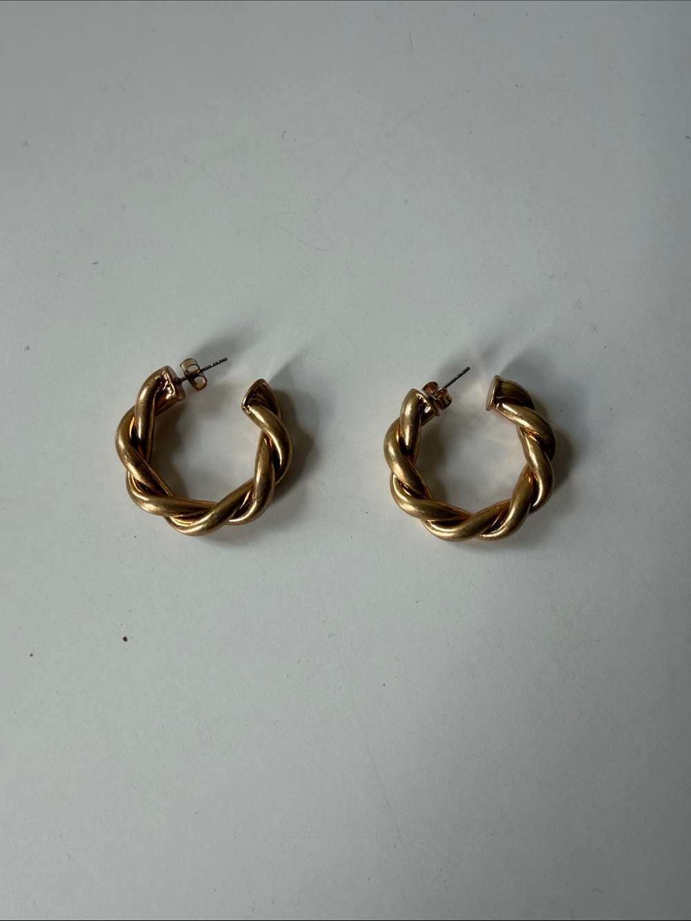 Gold Twisted Hoop Earrings - Women's Jewelry